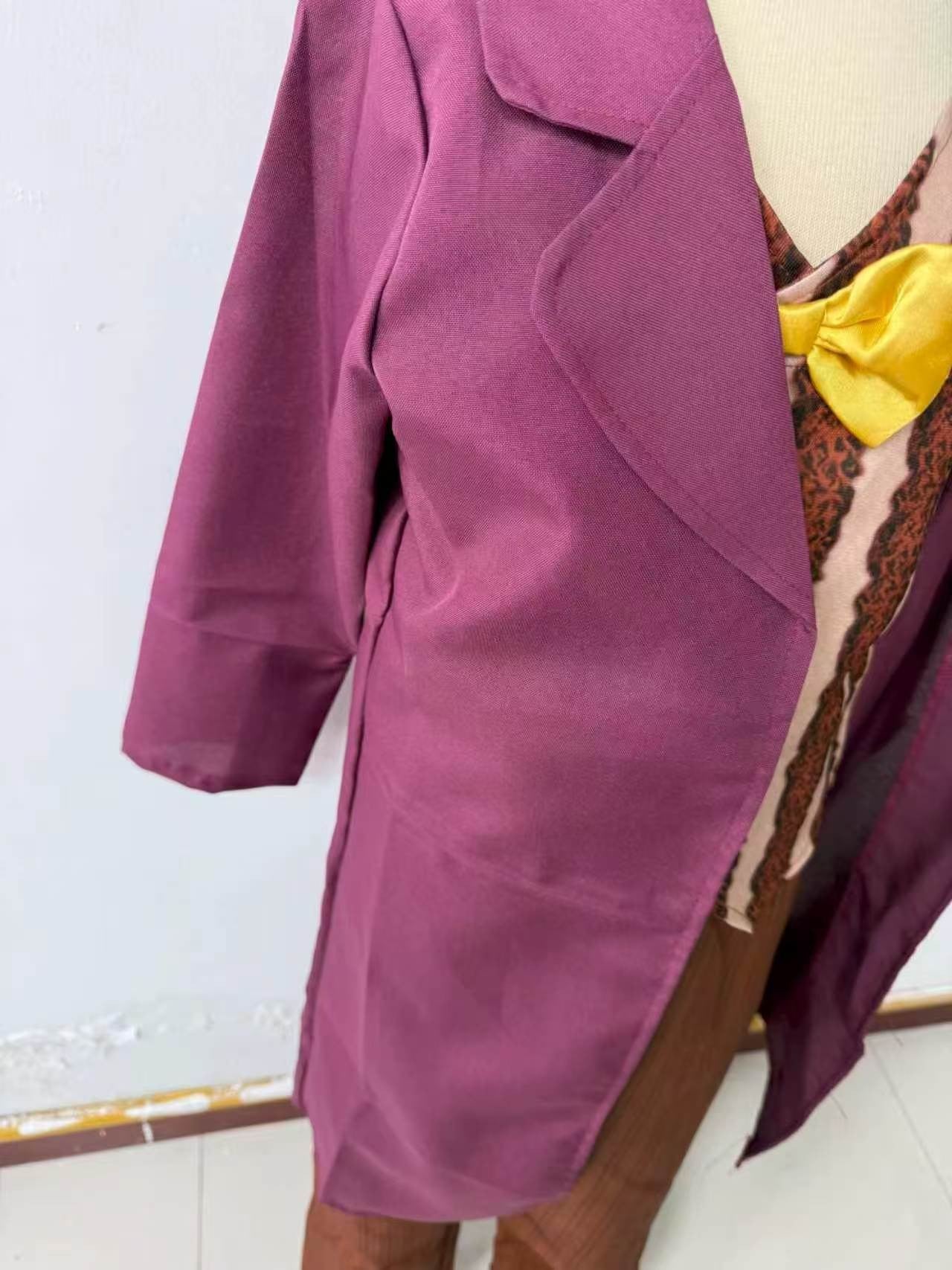 Kids Vintage Top Hat Long Formal Suit, Burgundy British Style Waistcoat Bow Tie Full Outfit For Halloween Fairy Tale Party Perfo