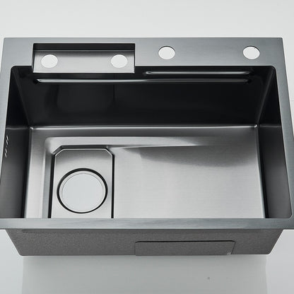 304 Stainless Steel Waterfall Kitchen Sink Sink Large Single basin With Large Single Slot Sink Above Counter With Cup Disher
