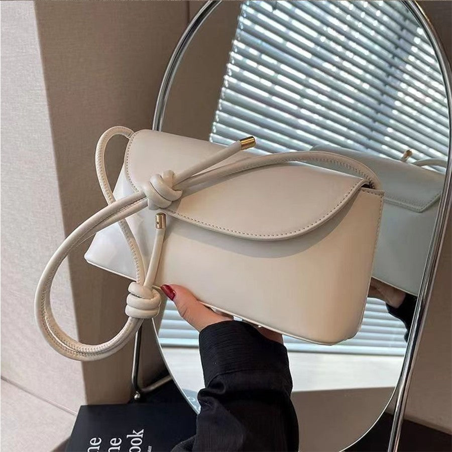 Lady Fashion Simple French one-shoulder Crossbody solid color fashion Underarm Pu Leather small square bag