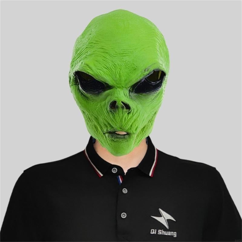 B95F Full Face Alien Mask for Adults Halloween Alien Mask Gloves Set, Alien Cosplay Costumes Props, for Halloween Party