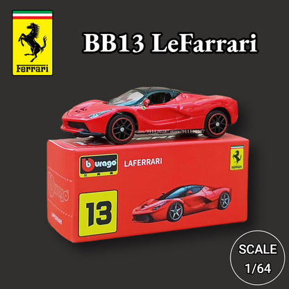 Bburago 1/64 Ferrari Car Miniature Model, BB10 488 GTB Scale Lefarrari F40 F50 F12tdf 458 Spider Diecast Vehicle Replica Toy