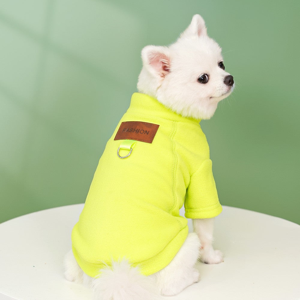 Moletom de Pelúcia Outono Inverno para Cães e Gatos, Casaco com Base de Pelúcia, Agasalho para Cachorros e Gatos, Pode Ser Puxado, Roupas de Ursinho de Pelúcia para Cães Pequenos