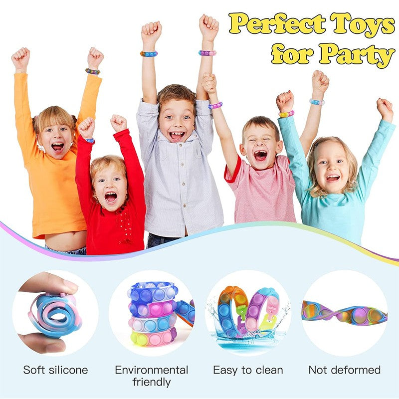 12Pcs Pop Bubble Bracelets Kids Fidget Sensory Toys Gift Children Birthday Party Favors Goodie Bag Pinata Filler Stress Relief