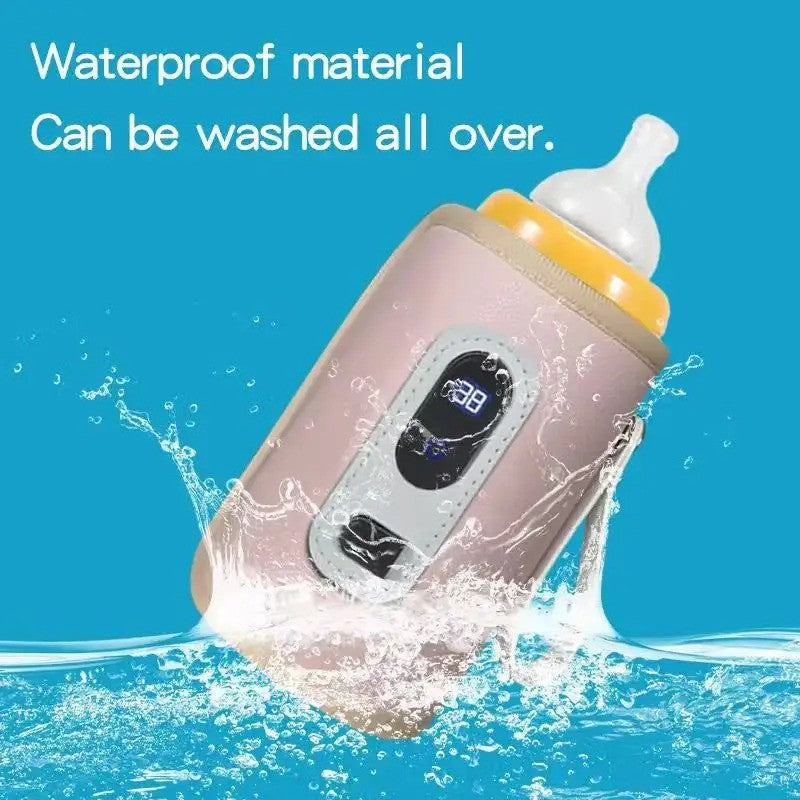 Portable Baby Bottle Insulation Sleeve, Baby Milk Insulation Device with LCD Screen, USB Insulation Bottle for Car Travel, Porta