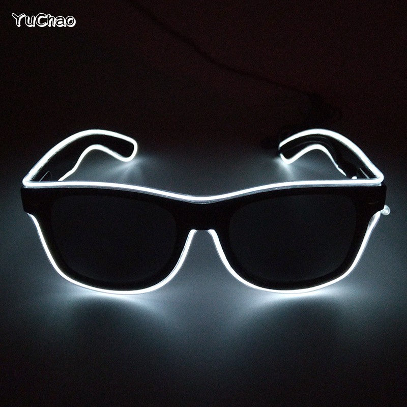 Led Glasses NightClub Masquerade Concert Club Neon Accessories Cool Vogue Flashing LED Futuristic Glasses Men Metal Cool Glasses