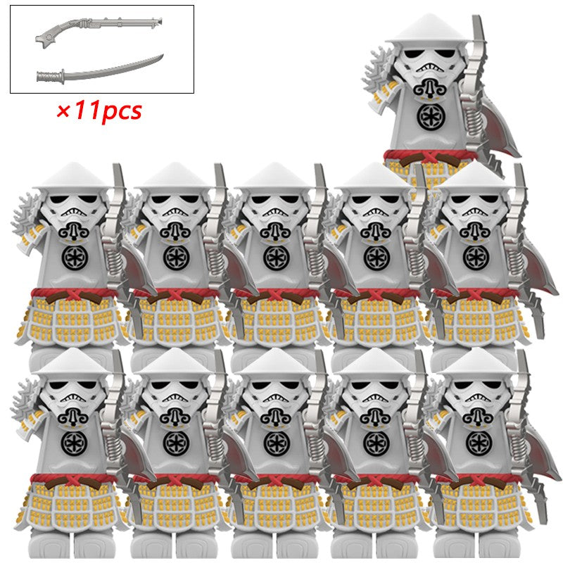 Armadura de Storm Samurai Trooper Soldado Branco Articulado DY325 com Armas (Pistola e Katana) - DY Minifigs