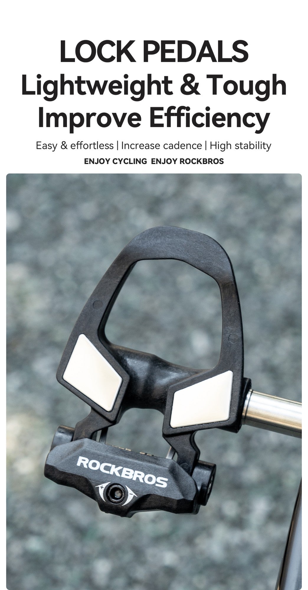 ROCKBROS Bicycle Pedals Lightweight Carbon Fiber Self-Locking Pedals With Cleats SPD Waterproof Sealed Bearing Road Bike Pedals