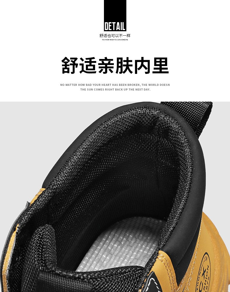 Botas de trabalho masculinas de inverno com cadarço, sapatos masculinos quentes de segurança, plataforma, tamanho 44, promoção, designer, antiderrapante, moda