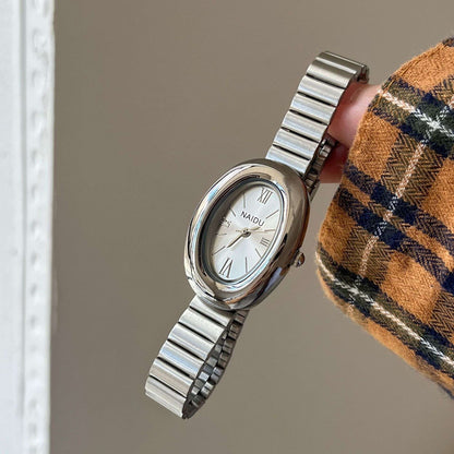 Hot Sale Women Watch Vintage Oval Dial Gold Watch Luxury Roman Numerals Steel Strap Ladies Girl Gift Wristwatch Clock Relojes