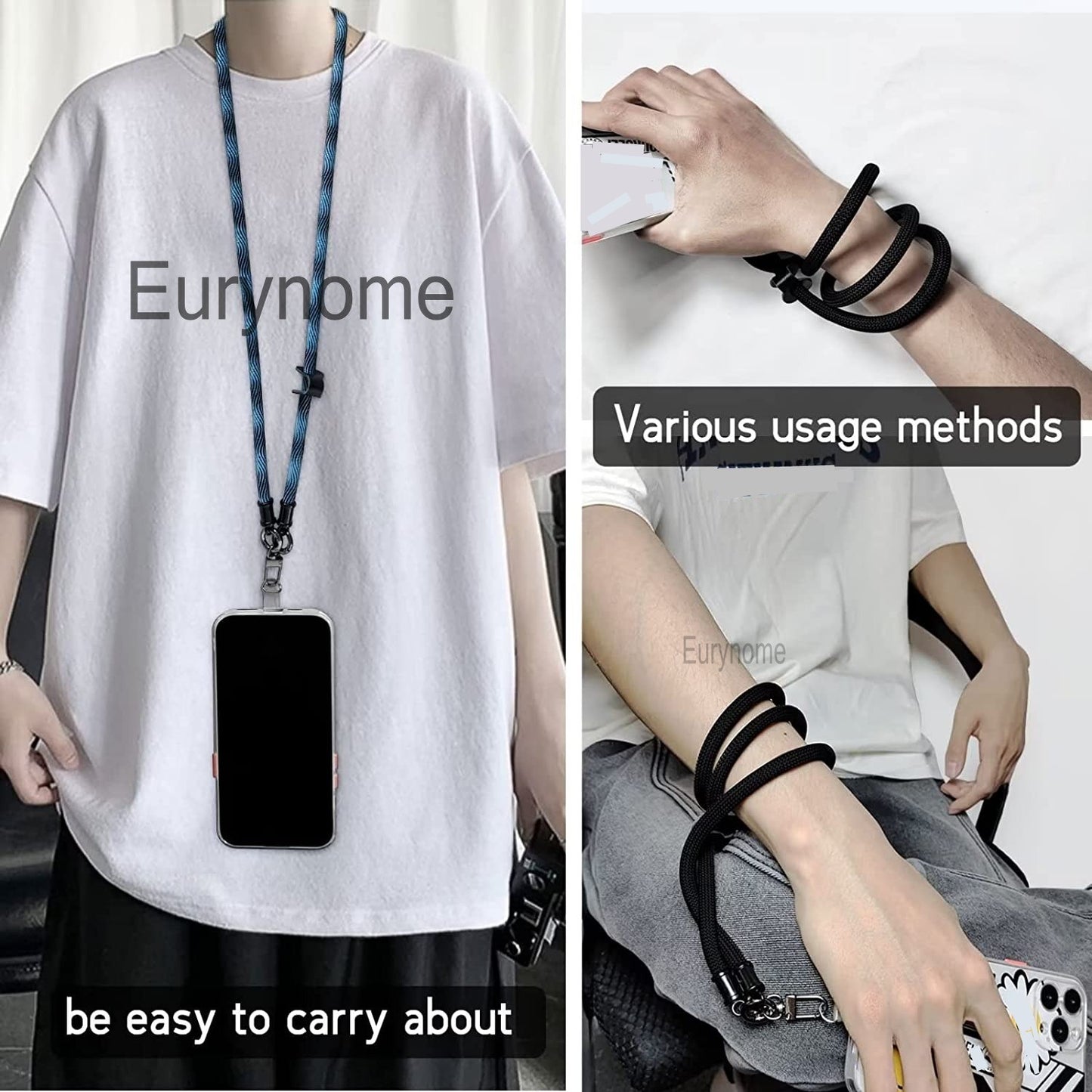 Cordão de Telefone Ajustável 1 Cm de Diâmetro Capa Universal Externa Transversal Ombro Cartão Corda de Pescoço Clipe Alça de Pulso Anti-perda