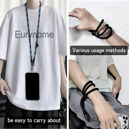 Cordão de Telefone Ajustável 1 Cm de Diâmetro Capa Universal Externa Transversal Ombro Cartão Corda de Pescoço Clipe Alça de Pulso Anti-perda