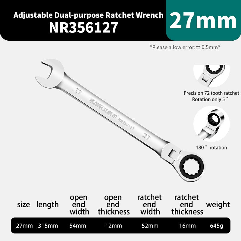 Conjunto de Chaves Catraca AMR Ferramenta Manual de 72 Dentes Cabeça Flexível Acabamento Espelhado 6mm-32mm Reparo Automotivo e Residencial