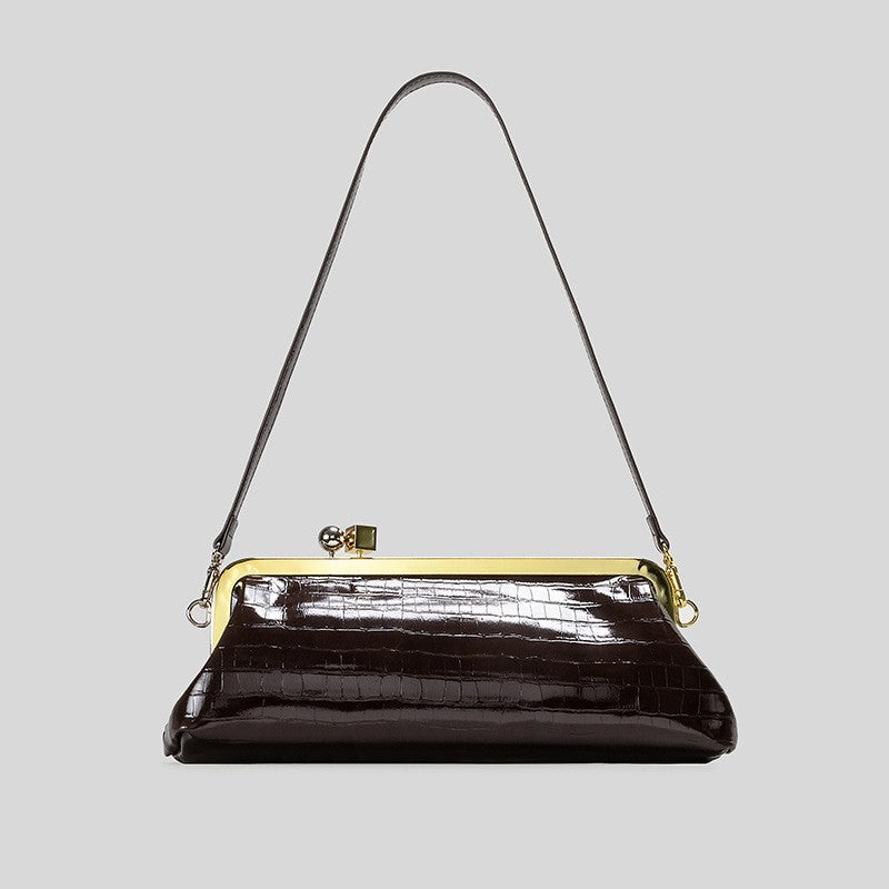 Fashion Long Clutch Bag for Women Luxury Designer Kiss Lock Women Shoulder Bags Elegant Party Purses Trend Underarm Bag 2025