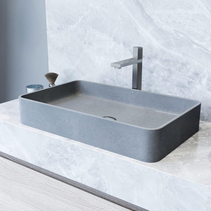 Pia de Concreto Retangular de Sobrepor para Banheiro Basilica Gothic 58,4 cm C x 35,5 cm L x 10,1 cm A em Cinza - VG04065