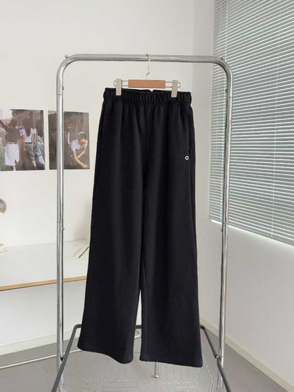 Cotton Loose 2025 Straight Trousers Women Elastic High Waist Black Sports Pants Women Autumn Winter Thicken Sweatpants Women