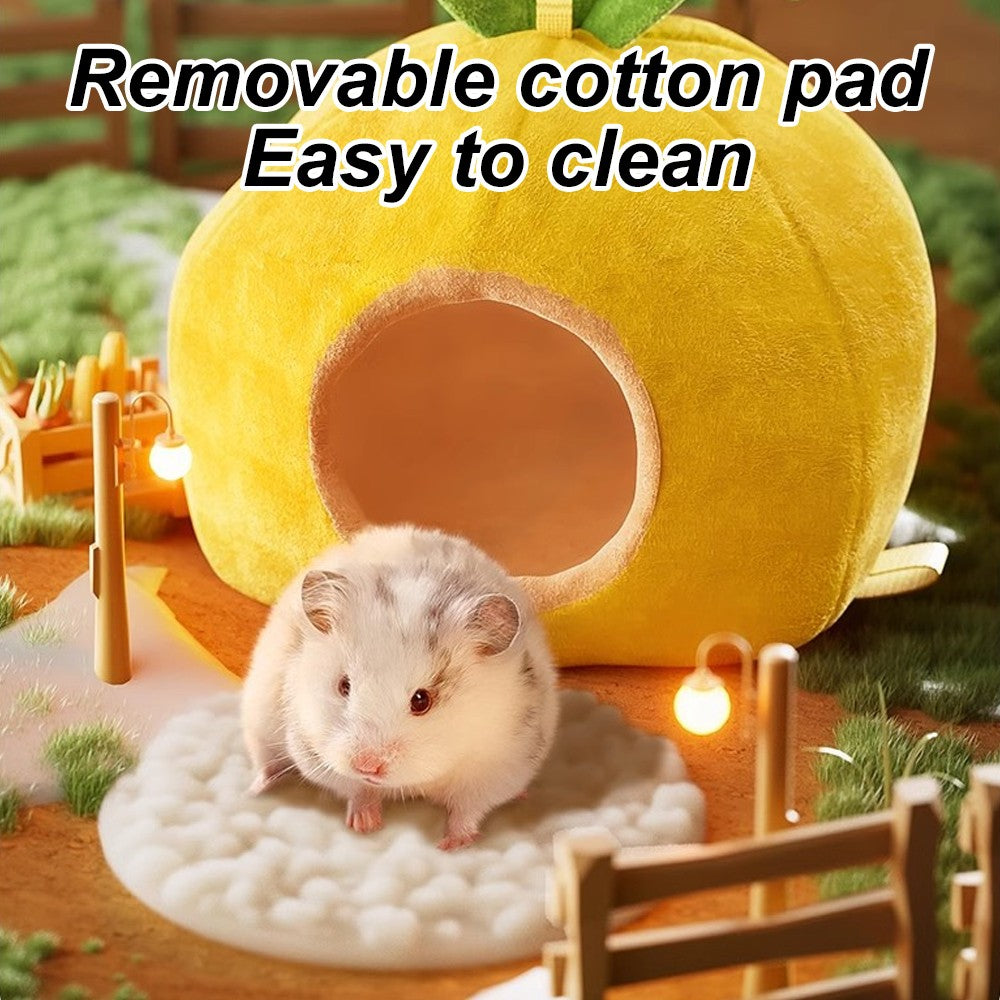 Ninho de hamster em formato de fruta, 1 peça, cama suspensa quente de inverno outono, saco de dormir para pequenos animais de estimação, planador de açúcar, pássaro, hamster-dourado