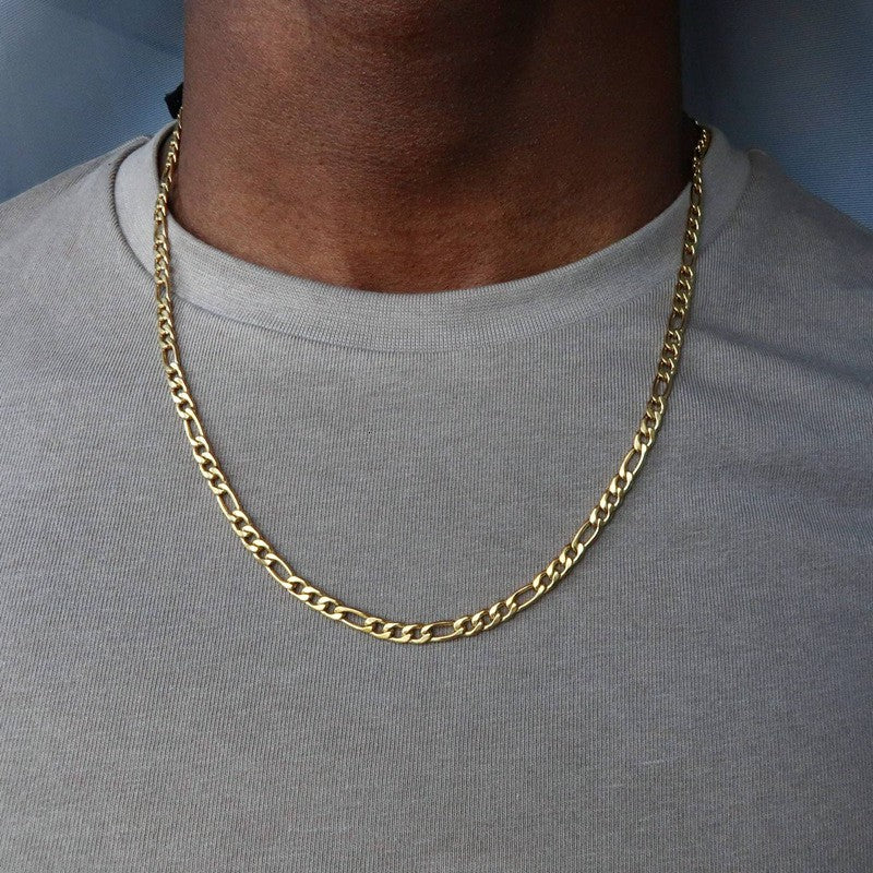 Colar Masculino Corrente Figaro Nova Moda Punk Cor Prata Aço Inoxidável Colar Longo Masculino Joias Hip Hop Presente