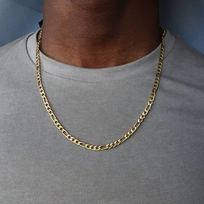 Colar Masculino Corrente Figaro Nova Moda Punk Cor Prata Aço Inoxidável Colar Longo Masculino Joias Hip Hop Presente