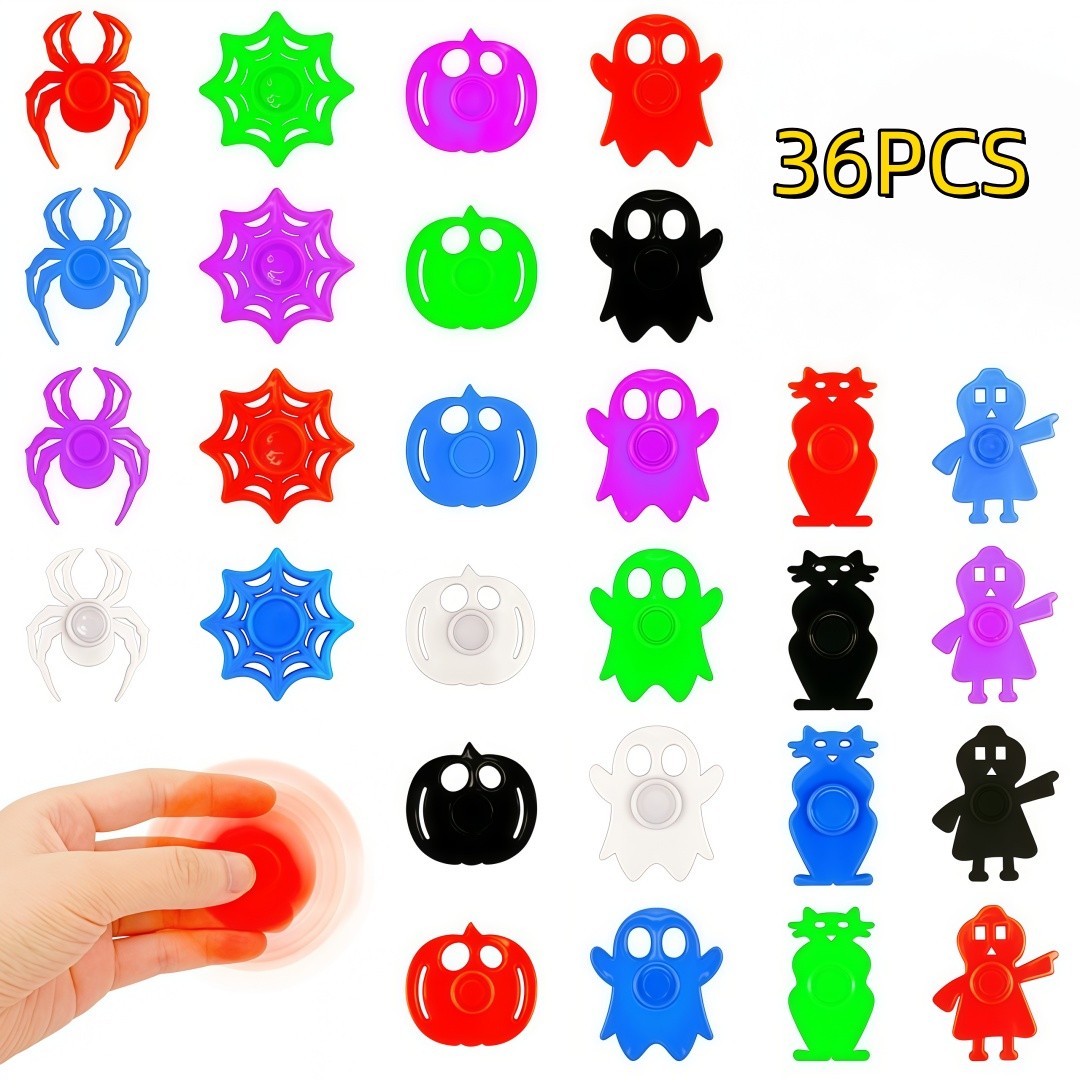 12/24/36 Pcs Ghost Pumpkin Spider Fingertip Spindle for Halloween Ghost Festival Carnival Party Gift Memorial School Prize Pack