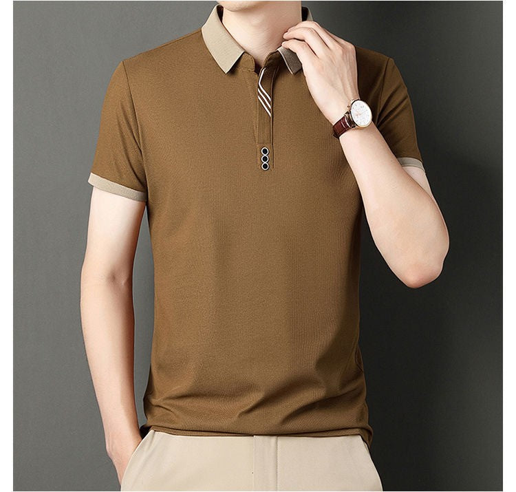 High quality short sleeve men's POLO shirt summer fashionable stripe design soft golf top comfortable ventilate casual T-shirt