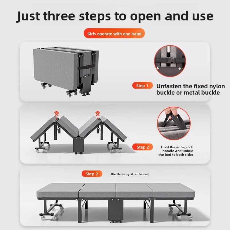 Cama dobrável, cama para pausa para almoço, cadeira para soneca, cama de acampamento portátil doméstica com tábua rígida para acompanhante.