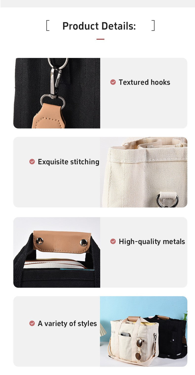 Multi Pocket Women's Canvas Handbag Large Capacity Casual Tote Bag Shopper Shoulder Bag For Female Mummy Bag