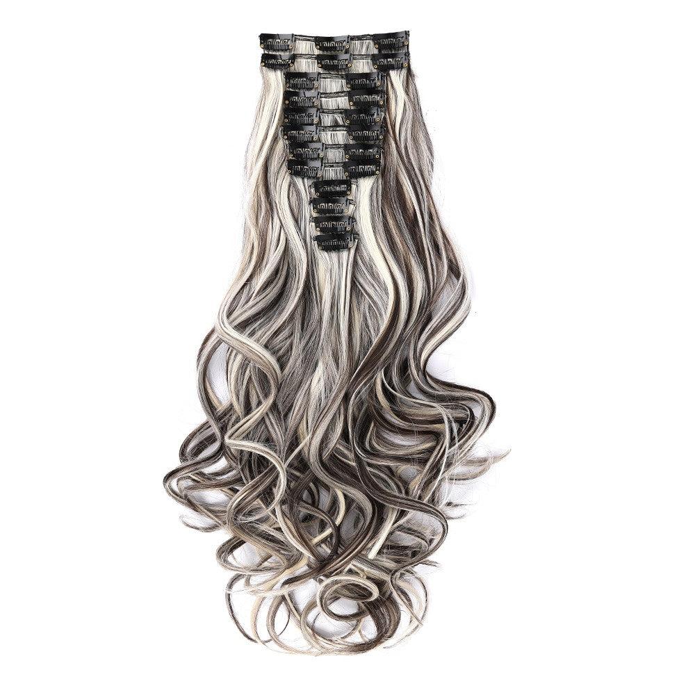 Apliques de Cabelo Rosa 12 Peças Apliques de Cabelo com Clipe de 55 cm de Comprimento Encaracolado Apliques de Cabelo Sintético Macio com Clipe