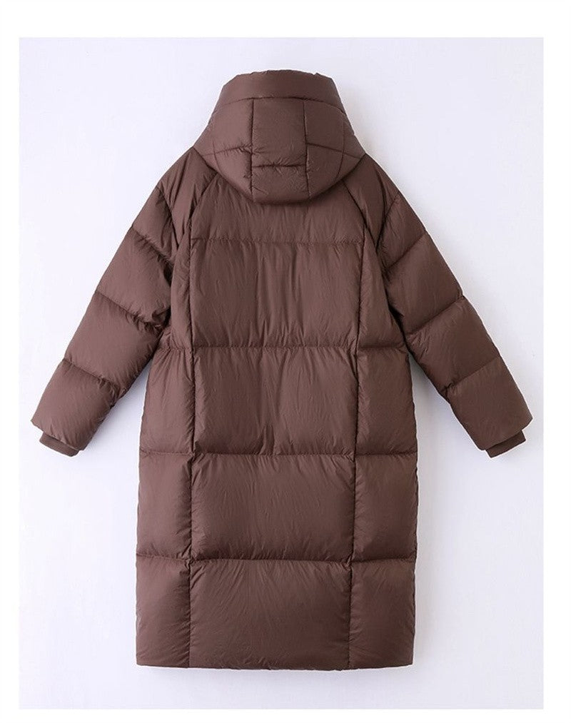 Mid to Long Down Jacket Knee Length 2024 Winter New Item Thickened Warm Fashionable Loose Versatile Jacket Women's Solid Color