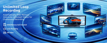 10.26" 4K 64G Touchscreen Portátil Sem Fio CarPlay Android Auto Caminhão Dash Som Automotivo Bluetooth GPS Navegação Câmera de Ré Grande Angular FM