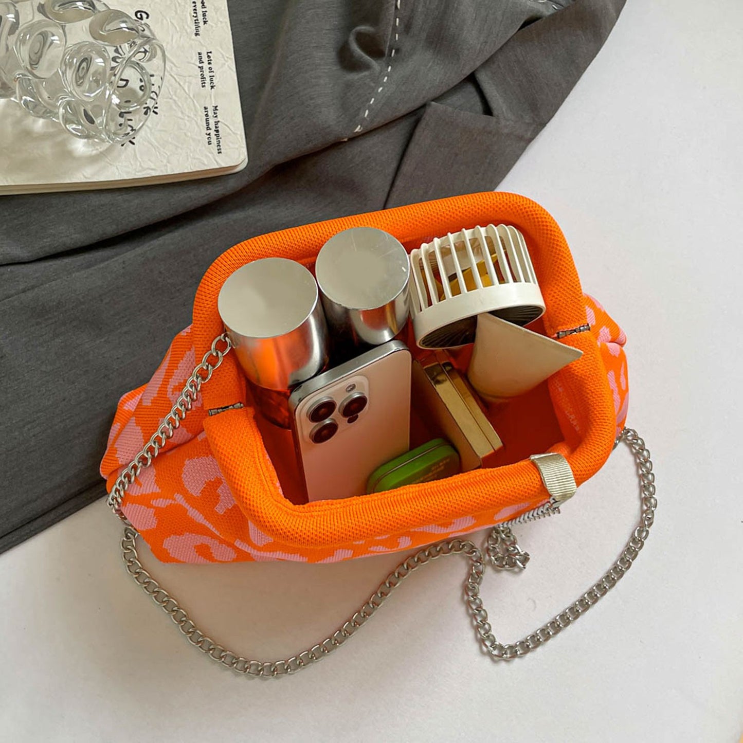 Dopamine Leopard Print Clutch Bag with Detachable Strap Leopard Crossbody Bag Women's Fashion Handbags for Women and Girls