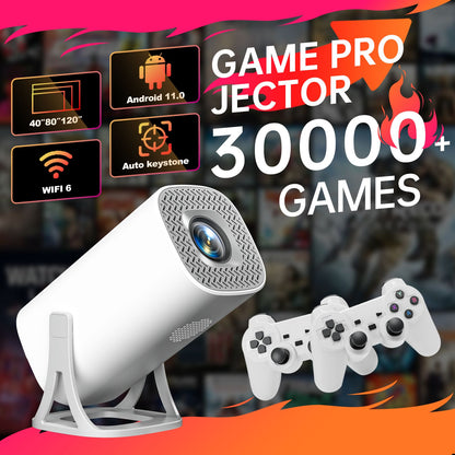 Projetor para Jogos S40GE Android 11 64 GB Cartão TF Controle de Jogo Sem Fio Wi-Fi Duplo Projetor Portátil para Home Theater 1280*720P