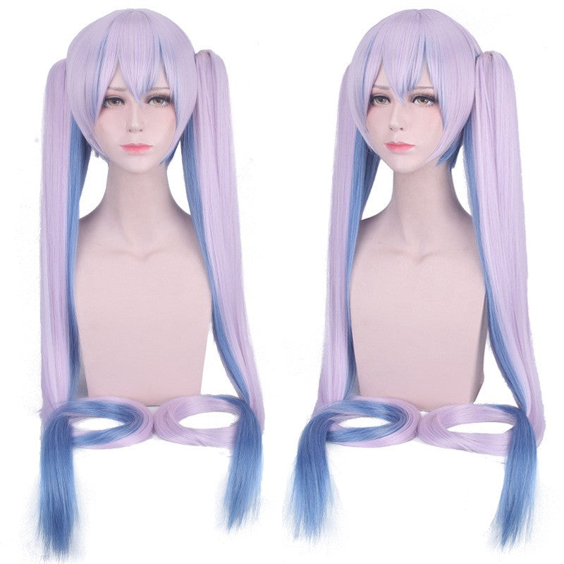 120CM Long Synthetic Hair Clips 2 Ponytails Lolita Green Pink Heat Resistant Party Wigs Synthetic Hair Hatsune Miku Wig Cosplay