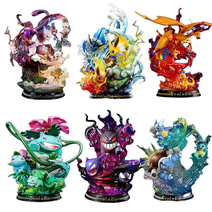 Pokemon Evolução Eevee Anime Figuras Charizard Raichu Mewtwo Dragonite Venusaur Gengar Iluminoso Estatueta PVC Estátua Modelo Brinquedo