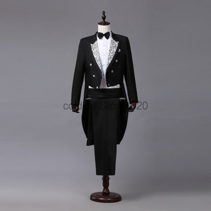 2pcs Men's Classics Tuxedo Suits Set Black Formal Tailcoat for Man Women Fashion Party Wedding Prom Clothing (Jacket+Pants)