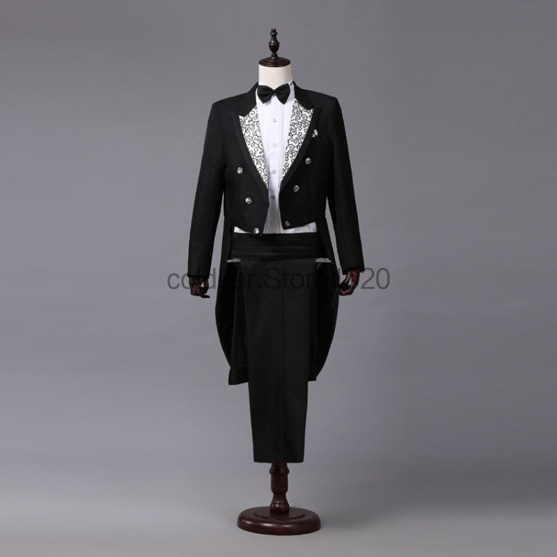 2pcs Men's Classics Tuxedo Suits Set Black Formal Tailcoat for Man Women Fashion Party Wedding Prom Clothing (Jacket+Pants)