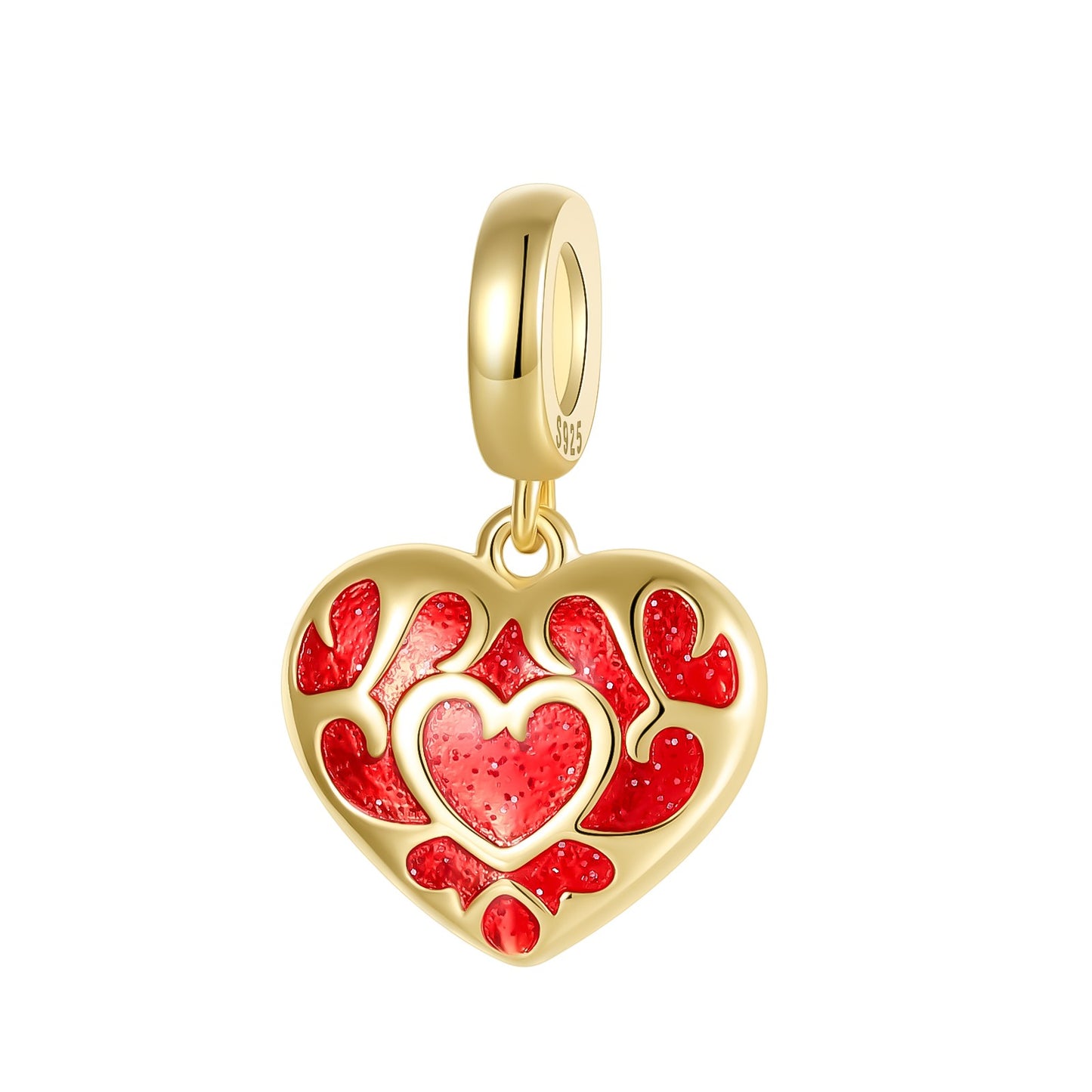 Heart & Organ Charm 925 Sterling Silver Red Rose Skull Dangle Pendant Dark Aesthetic Fit Bangle Bracelet Necklace DIY Jewelry