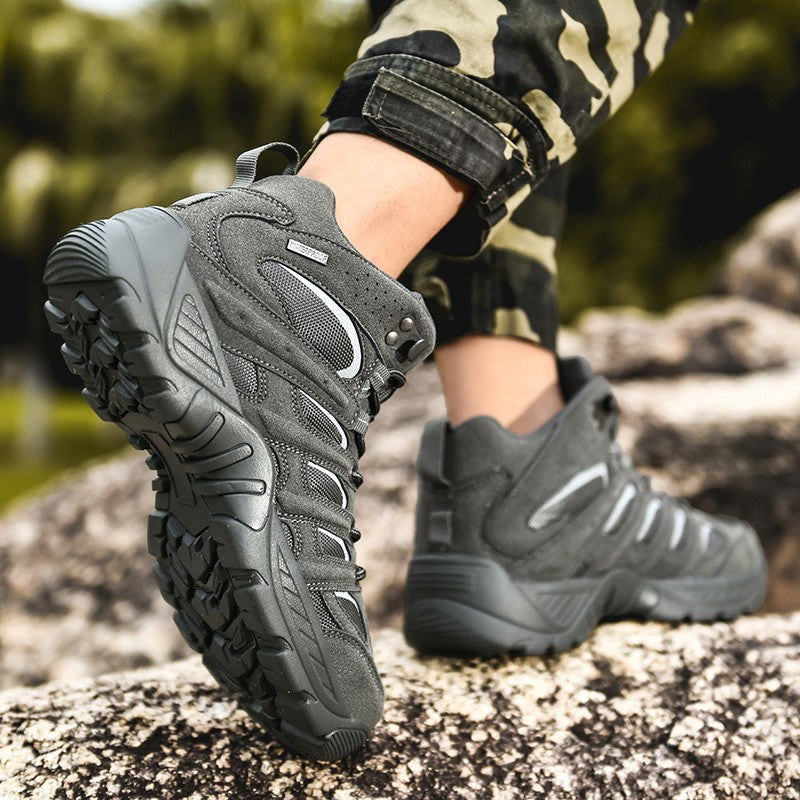 Novas Botas de Couro Masculinas de Alta Qualidade Tênis de Pesca Caça Deserto Combate Botas Masculinas Sapatos de Caminhada ao Ar Livre Botas de Tornozelo Segurança no Trabalho