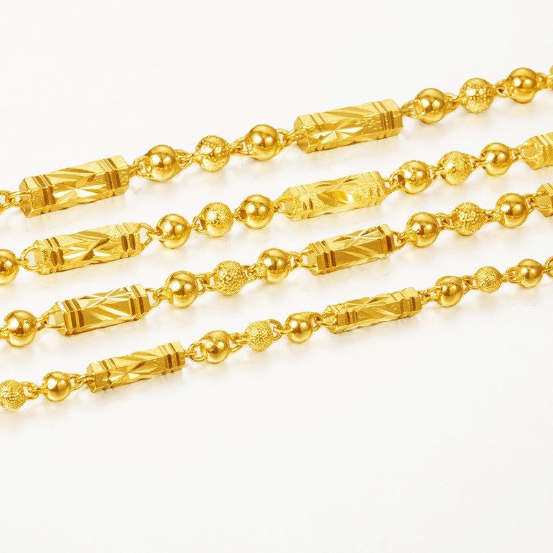 Men's Electroplated 18K Gold Necklace Hexagonal Buddha Bamboo Chain Exquisite Jewelry Clavicle Necklace Birthday Gift
