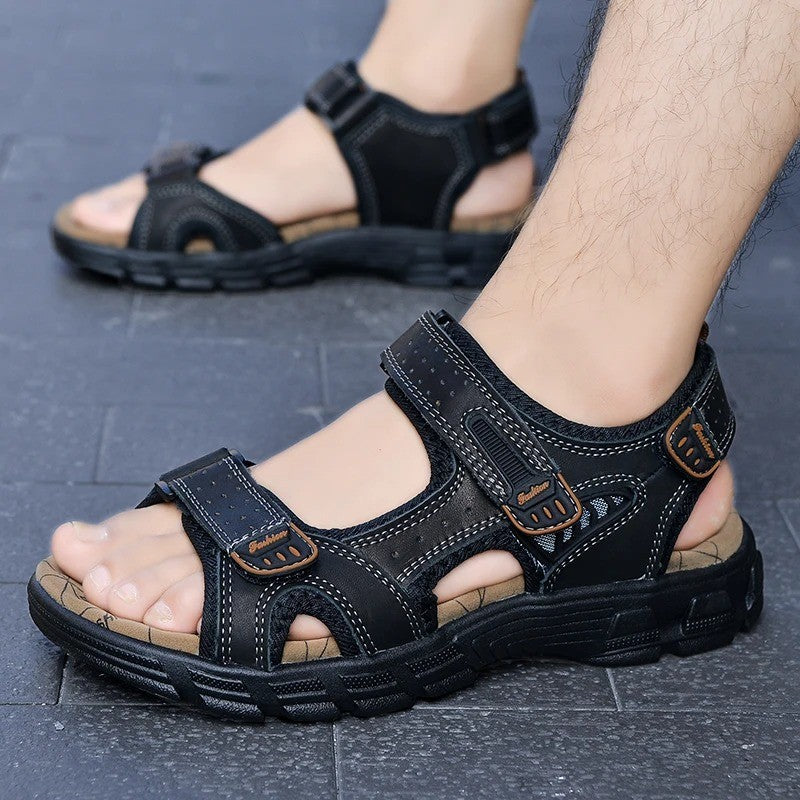 Classic Mens Sandals Summer Genuine Leather Sandals Men Outdoor Casual Lightweight Sandal Fashion Men Sneakers Size 38-46