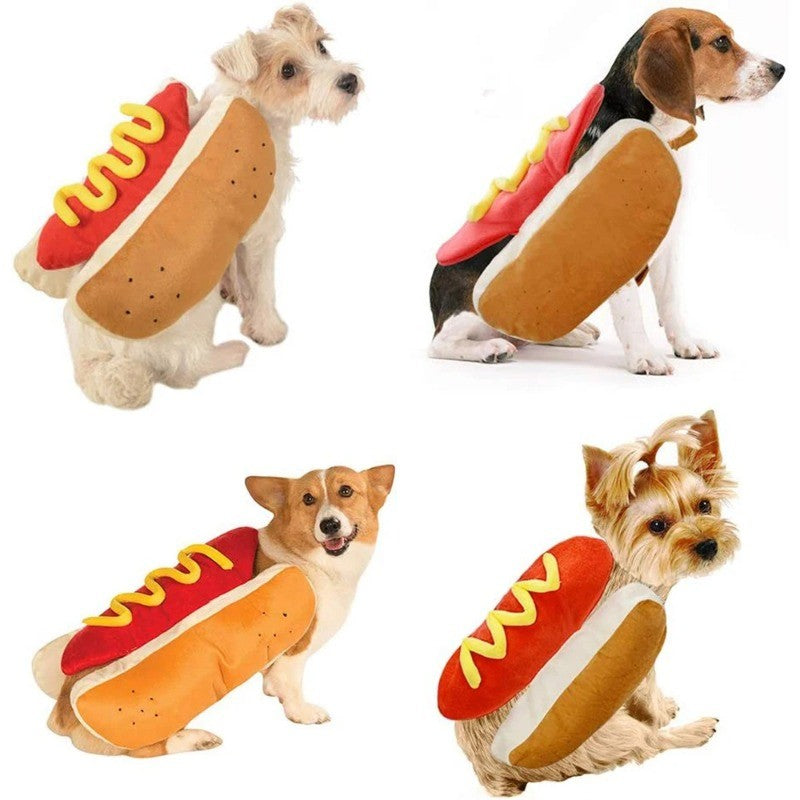 Fantasias Engraçadas de Halloween para Cães Fantasia de Cachorro-Quente para Dachshund Salsicha Roupa Ajustável de Gato para Festas