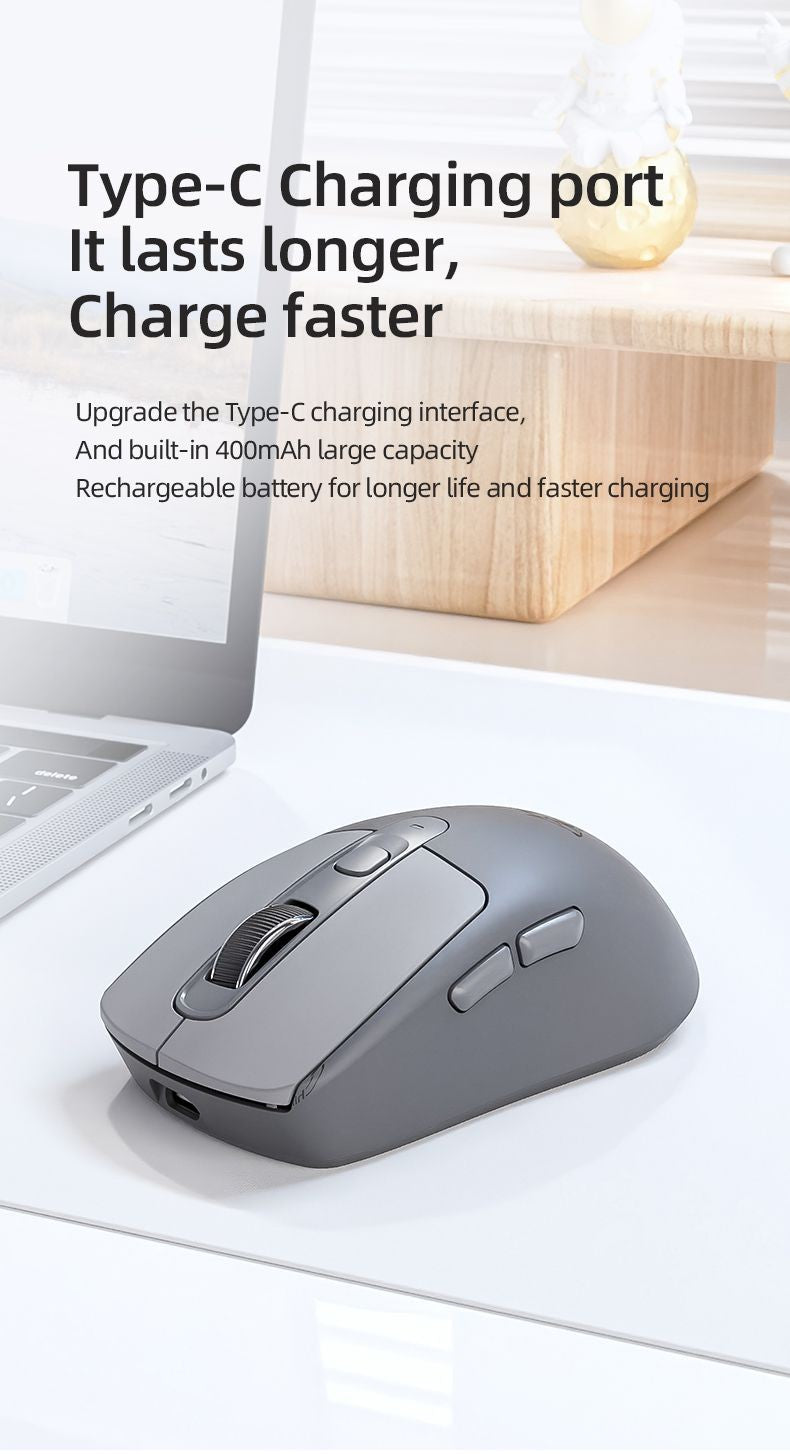 FREEWOLF A3 Wireless Silent Mouse ABS Pink Skin Not Fade Bluetooth Dual Mode Power Linght,5-Speed DPI,PAW3212 Chip Silent Design
