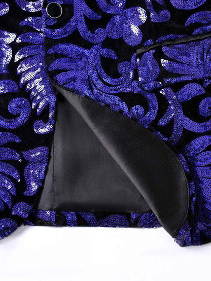 Shiny Sequin Embellished Single Button Stage Performance Outerwear in Blue Gold Green Purple Options for Men's Red Suit Jacket