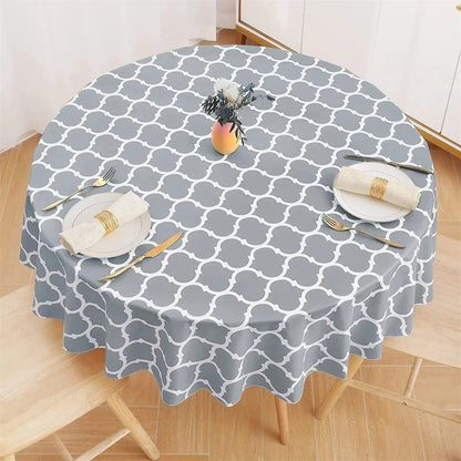 Kitinjoy Waterproof Tablecloth Moroccan Heat-Resistant Table Cloth 60inch Round PVC Wedding Kitchen Dining Desk Table Cover Coat