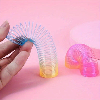 12/60PCS Rainbow Magic Springs Circle Toys Kids Birthday Party Favors Guests Giveaway Small Gifts   Pinata Fillers Flexible Toy
