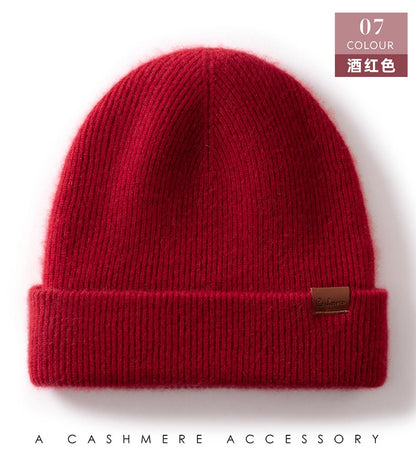 New Autumn Winter 100% Cashmere Hat Knitted Mountaineering Wool Hat Outdoor Skiing Double Layer Men and Women Thickened Warm