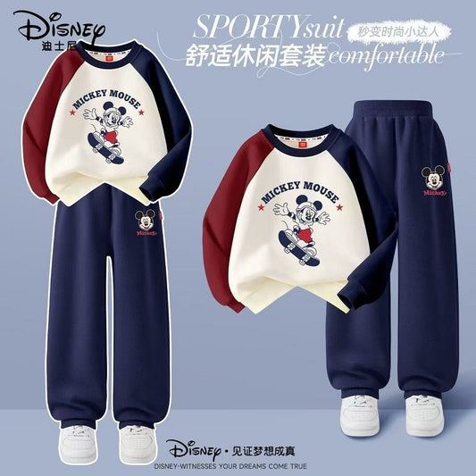 Autumn Baby Girls Boys Clothes Set Children Disney Mickey Printing Sweatshirt Top and Pants Bottom 2Pieces Suit Cotton Tracksuit