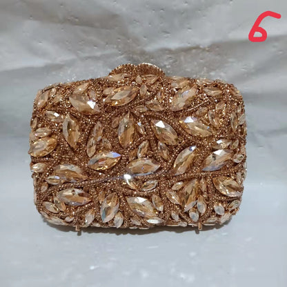 15 Colors Women Rhinestones Evening Bags Metal Diamond Mianudiere Handbag Bridal Clutches Wedding Party Stone Clutch Purse Bags