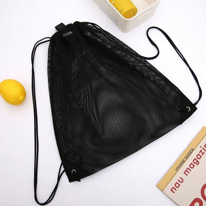 Mesh Drawstring Backpack Bags Heavy Duty Multi Functional Black Mesh Pouch Beach Toys Bag Beach Bag