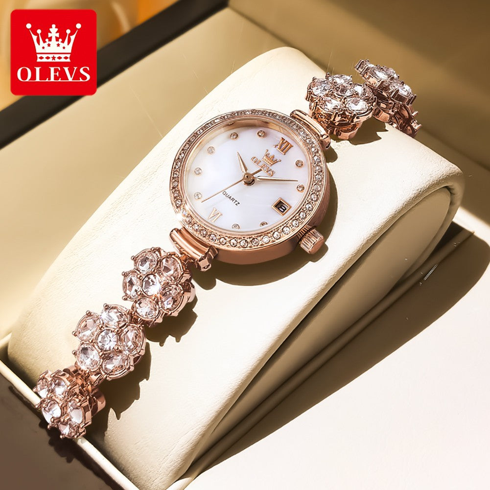 OLEVS 5638 Women Watches Original Elegant Quartz Watch Waterproof Luminous Date Ladies Set Bracelet Watch Girls Gift Reloj Mujer
