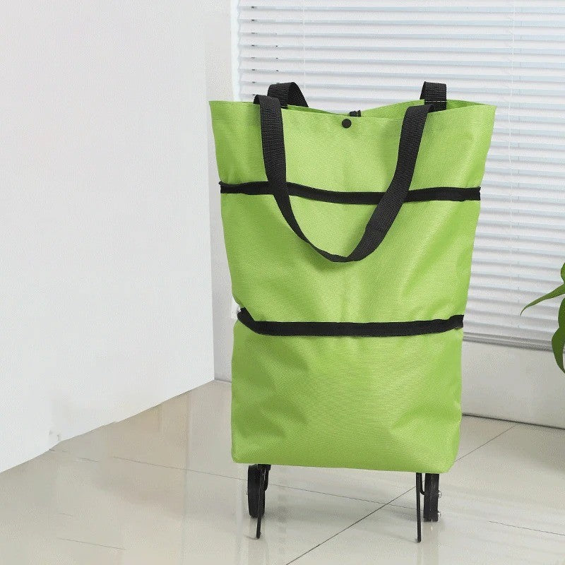 1Pc Foldable Shopping Bag with Wheels Trolley Large Reusable Cloth Hand Tote Bolsas Eco Fabric Supermarket Grocery Pull Cart Bag